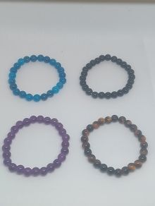 4 Piece Gemstone Bracelet Set Amethyst Tiger Eye Onyx Apatite 15 Euro Free Postage