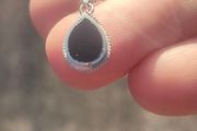 Vintage Teardrop Black Onyx Sterling Silver Pendant Set