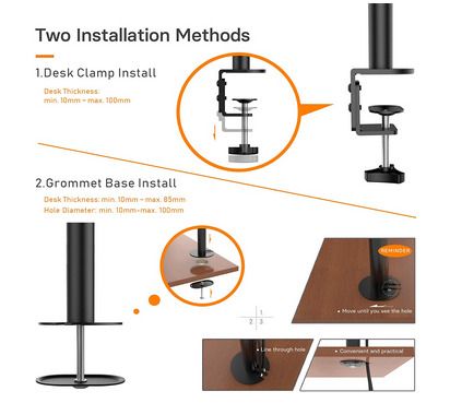Adjustable Desk Monitor Stand Monitor Holder Table Stand Tiltable Stand 180 Swivel 360 Height
