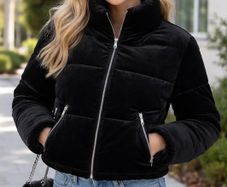 Ladies Black Velvet Jacket: Size 12/14