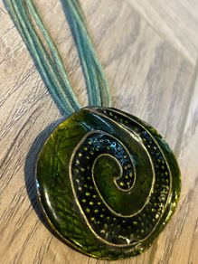 Green enamel costume necklace