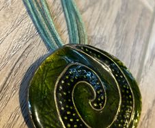 Green enamel costume necklace