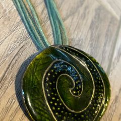 Green enamel costume necklace
