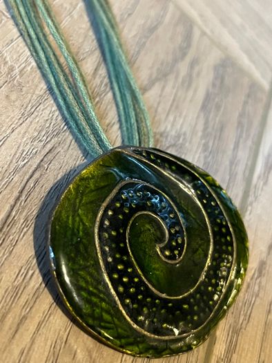 Green enamel costume necklace