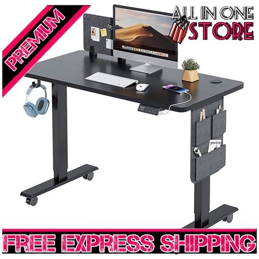 Electric Standing Desk Height Adjustable Standing Desk Sit Stand Desk Stand Up Desk with Headphone Hook 100x60cm Desktop (FREE SHIPPING)
