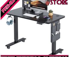 Electric Standing Desk Height Adjustable Standing Desk Sit Stand Desk Stand Up Desk with Headphone Hook 100x60cm Desktop (FREE SHIPPING)