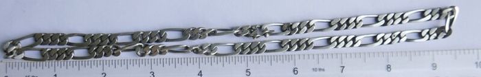 Vintage Sterling Silver 925 Figaro Necklace 20" Long Chain Link Flat Vintage Silver Sterling Gift Men 37,6g