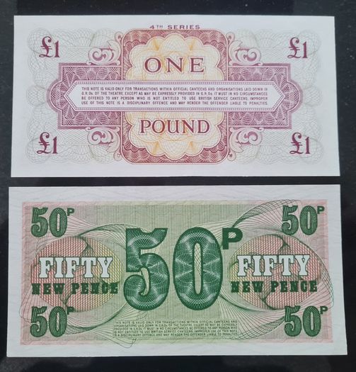 Great Britain (British Armed Forces) 1 Pound & 50P Pence 4th & 6th SERIES ( Uncirculated )