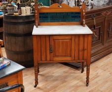 Victorian Walnut Marble Top Washstand