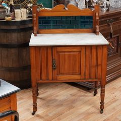 Victorian Walnut Marble Top Washstand