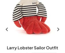 New JELLYCAT Larry Lobster Sailor Outfit