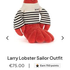 New JELLYCAT Larry Lobster Sailor Outfit