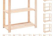 3-Tier Storage Racks 10 pcs 80x38x90 cm Solid Pinewood 150 kg