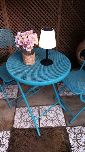 garden table and 2 chairs
