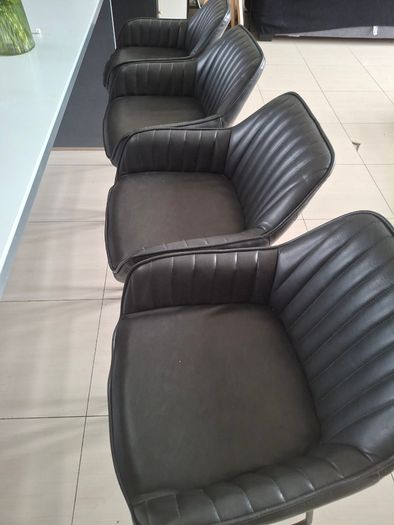 4 Grey high Stool leather chairs