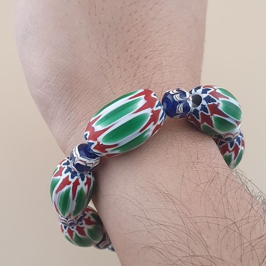 Vintage Venetian Style Chevron Beads Bracelet