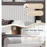 Single Bed Frame, 90 x 190 cm, Upholstered Bed with Velvet Headboard, Adjustable Height, Wooden Slat Support, No Box Spring Needed, White Image 3
