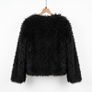 Trendy Black Faux Llama Fur Jacket Image 2