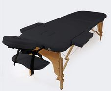 Massage Table, Folding, with Arm Rest, Height-Adjustable, Black