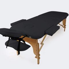 Massage Table, Folding, with Arm Rest, Height-Adjustable, Black