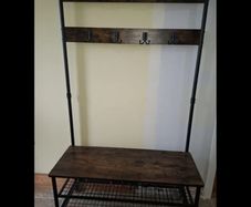 hall stand, coat rack with bench