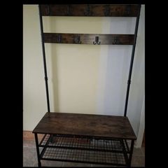 hall stand, coat rack with bench