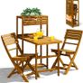 Folding Bistro Set for 2  Acacia Wood with Storage Shelves & 2 Chairs Image 3