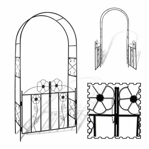 Metal Garden Arch With Gate Outdoor Climbing Plants - FREE DELIVERY NATIONWIDE