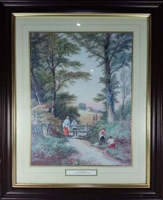Walter Williams Picture in Frame (1835-1906) Harvesters English Country Landscape
