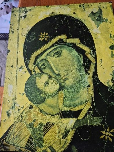 Vintage Icon of Our Lady Tenderness of Vladimir. Religious. Glenstal Abbey.