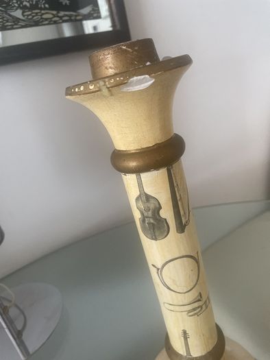 Vintage Italian Plaster Musical Theme Tall Candlesticks