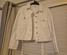 Mango Girls White Denim Jacket M/L