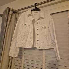 Mango Girls White Denim Jacket M/L