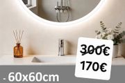 LED Bathroom Mirror Speakers Antifog Fog Free Dual LED Makeup Cosmetic Vanity 60cm Round Ensuite