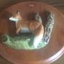 Vintage 1990s Teak wall plaque with 3D ornamental fox - Artist Ryanhart Image 2