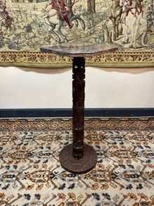 African Carved Stand or Column with Marble Top