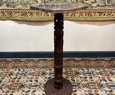African Carved Stand or Column with Marble Top