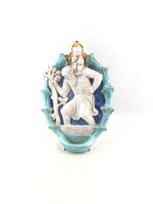 Antique Majolica Holy water font