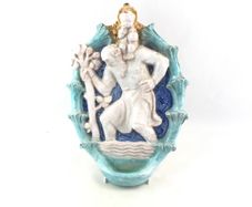 Antique Majolica Holy water font