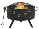 Rustic Fire Pit with Poker 76 cm XXL Steel