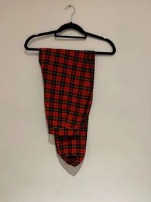 Vintage Vertigo Paris Red Tartan High-Waisted Trousers Made in France 26 inch waist