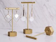 main image for ad Metal 3pcs Earring T Stand Jewelry Display for Show, Retail T Bar Earring Stand Organizer, Jewelry Photography Display for Show Gold-Hexagon Base 3pcs Height 13.5cm