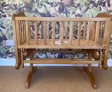 Pine baby  rocking crib with musical mobile