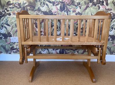 Pine baby  rocking crib with musical mobile