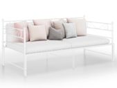 Pull-out Sofa Bed Frame White Metal 90x200 cm