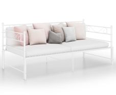Pull-out Sofa Bed Frame White Metal 90x200 cm