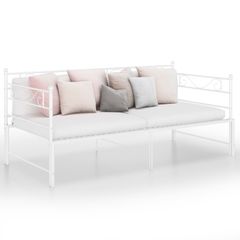 Pull-out Sofa Bed Frame White Metal 90x200 cm
