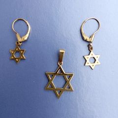 Vintage K&L 14ct rolled gold David Star earrings and pendant