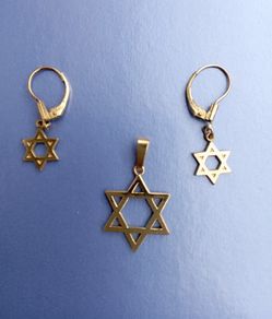 Vintage K&L 14ct rolled gold David Star earrings and pendant