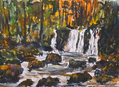 Coolalingo waterfall watercolour